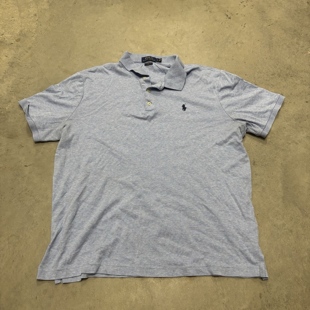 Polo Ralph Lauren Men's Large Polo Shirt Short Sleeve Blue Gray Preppy Golf